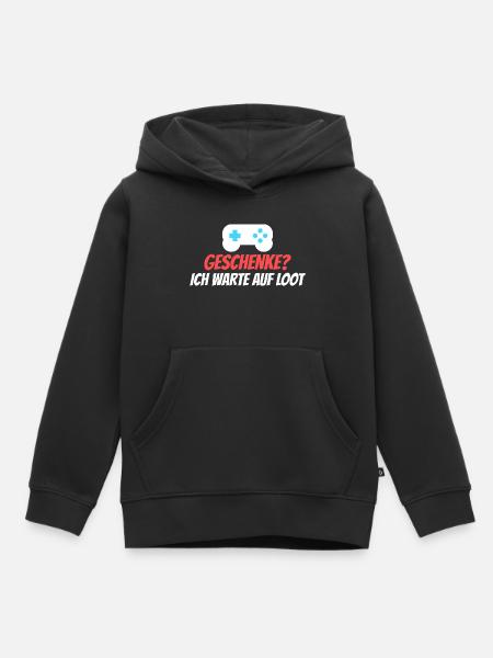 Geschenke? Ich warte auf Loot - Kinder Premium Organic Hoodie - Schwarz