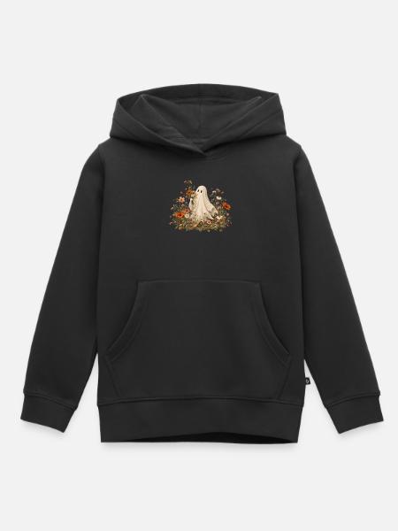 Halloween Geist im Blumenbeet - Kinder Premium Organic Hoodie - Schwarz