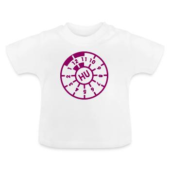 TÜV Siegel Hauptuntersuchung - Farbe frei wählbar - Baby Bio-T-Shirt mit Rundhals - Weiß - Vorne
