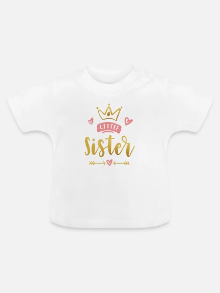 Little Sister Announcement – Baby & Kids Clothes - Baby Organic T-Shirt with Round Neck - white