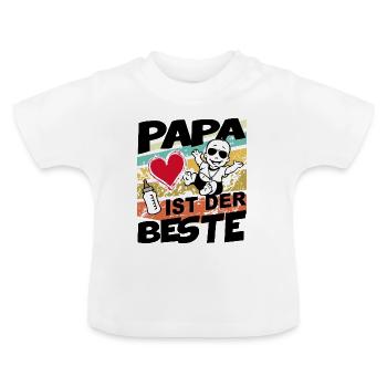Baby Papa ist der Beste Jungen - Baby Bio-T-Shirt mit Rundhals - Weiß - Vorne
