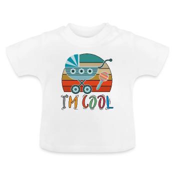 Baby Kinderwagen Rassel Spazieren gehen Retro - Baby Bio-T-Shirt mit Rundhals - Weiß - Vorne