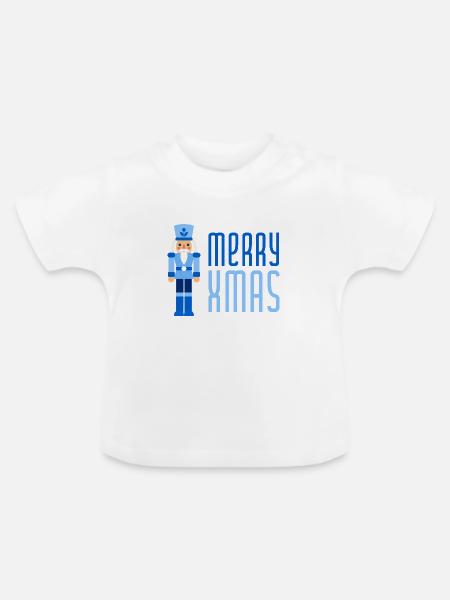 Merry Xmas Nussknacker blau - Baby Bio-T-Shirt mit Rundhals - Weiß