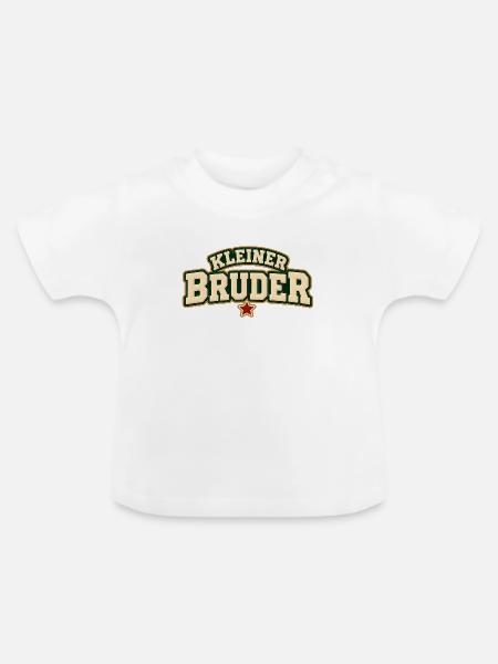 Kleiner Bruder Geschwistershirt - Baby Bio-T-Shirt mit Rundhals - Weiß