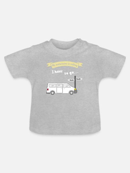 my motorhome is calling - Baby Bio-T-Shirt mit Rundhals - Grau meliert