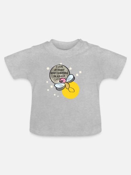 Kleines Glühwürmchen - Baby Bio-T-Shirt mit Rundhals - Grau meliert