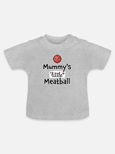Mamas kleines Fleischbällchen – Baby- und Kinderkleidung - Baby Bio-T-Shirt mit Rundhals - Grau meliert