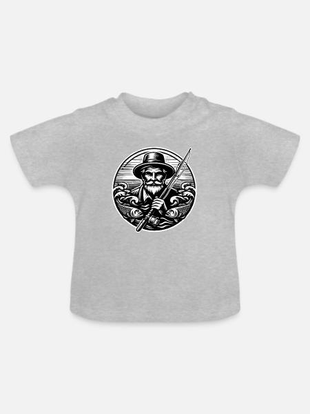 Angler Logo - Baby Bio-T-Shirt mit Rundhals - Grau meliert