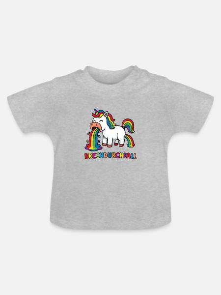 Brechdurchfall - Baby Bio-T-Shirt mit Rundhals - Grau meliert