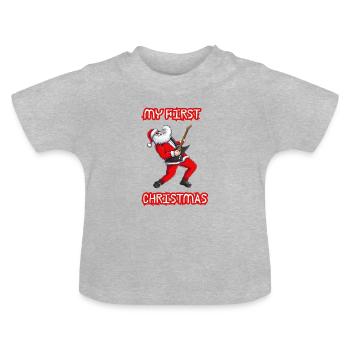Rockin Santa Weihnachtsgitarre - Baby Bio-T-Shirt mit Rundhals - Grau meliert - Vorne