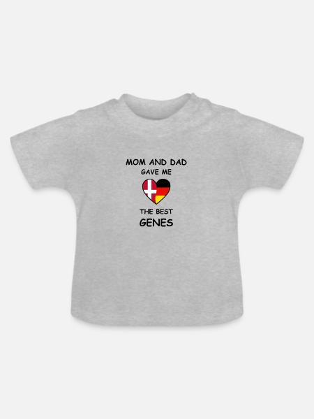 Denmark Germany Genes Heart - Baby Bio-T-Shirt mit Rundhals - Grau meliert