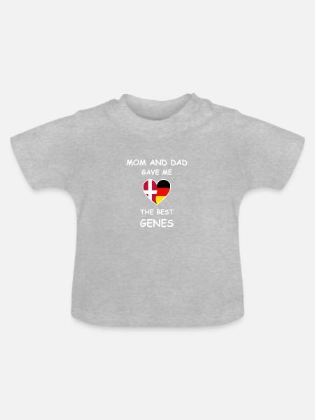 Denmark Germany Genes Heart White - Baby Bio-T-Shirt mit Rundhals - Grau meliert