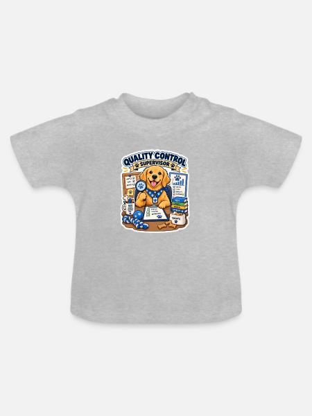 Qualitätskontrollhund Supervisor - Baby Bio-T-Shirt mit Rundhals - Grau meliert