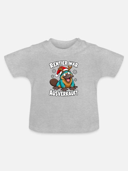 Rentier war ausverkauft Weihnachten - Baby Bio-T-Shirt mit Rundhals - Grau meliert