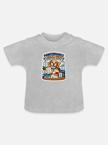 Pfotenprüfer Büro-Inspektor - Baby Bio-T-Shirt mit Rundhals - Grau meliert