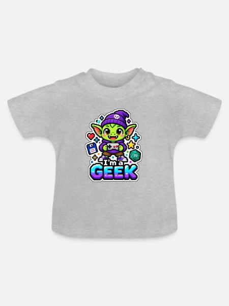 ICH BIN EIN NERD - Goblinspieler - Baby Bio-T-Shirt mit Rundhals - Grau meliert