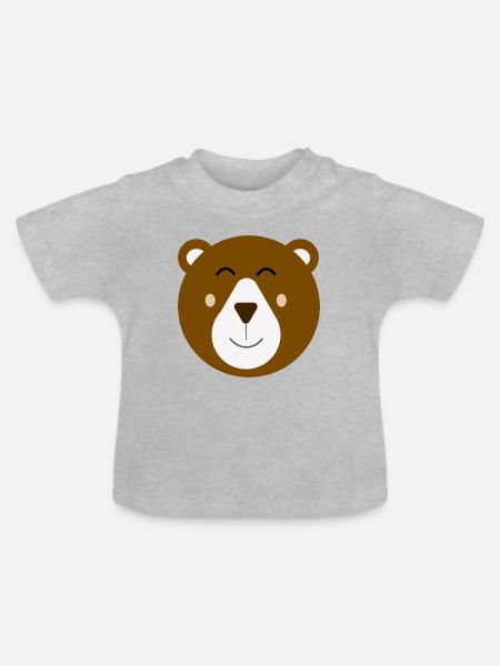 Süßer glücklicher brauner Bär - Baby Bio-T-Shirt mit Rundhals - Grau meliert