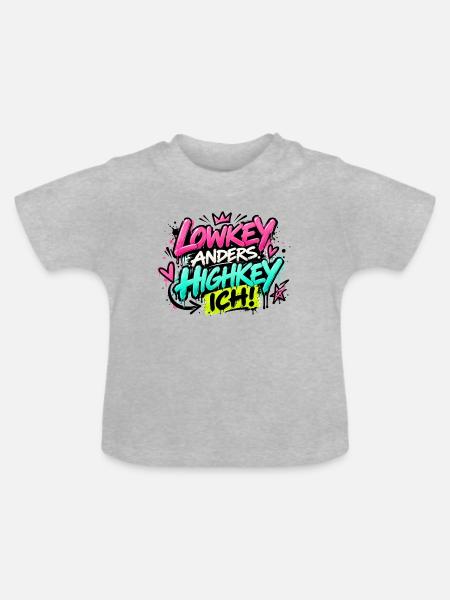 Lowkey Anders Highkey Ich Graffiti - Baby Bio-T-Shirt mit Rundhals - Grau meliert