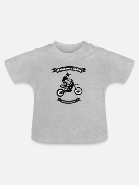 motocross spirit - Baby Bio-T-Shirt mit Rundhals - Grau meliert