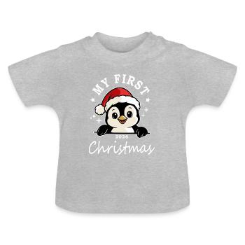 Mein erstes Weihnachten 2026 - Baby Bio-T-Shirt mit Rundhals - Grau meliert - Vorne