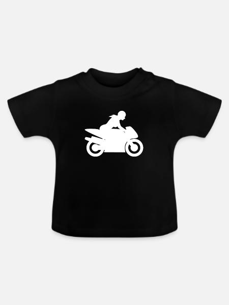 Motorradfahrerin Bikerin - Baby Bio-T-Shirt mit Rundhals - Schwarz