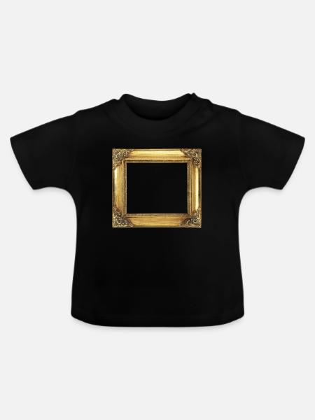Goldener Bilderrahmen - Baby Bio-T-Shirt mit Rundhals - Schwarz