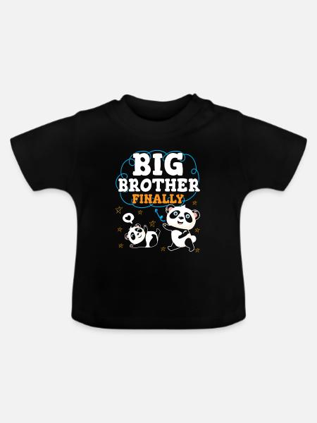 Endlich Großer Bruder Big Bro - Baby Bio-T-Shirt mit Rundhals - Schwarz
