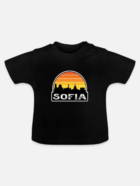 Sofia Bulgarien Flagge Skyline Reise-Souvenir - Baby Bio-T-Shirt mit Rundhals - Schwarz