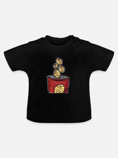 Würzige Britische Chips Geschenk - Baby Bio-T-Shirt mit Rundhals - Schwarz