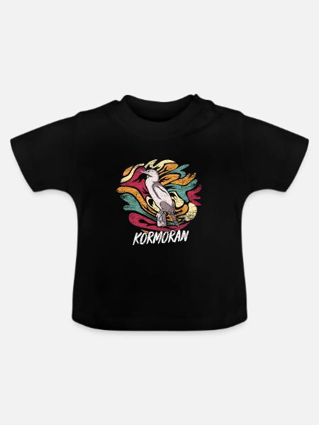 Geschickter Kormoran Fischjäger - Baby Bio-T-Shirt mit Rundhals - Schwarz
