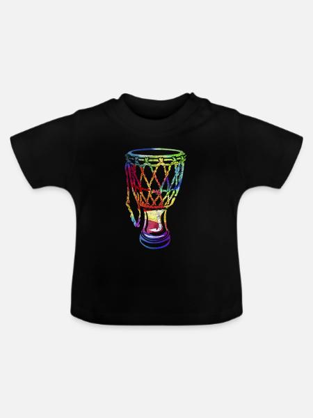Pulsierende Djembe Trommelmusik - Baby Bio-T-Shirt mit Rundhals - Schwarz