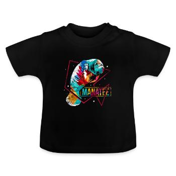 Gemütliche Seekuh Seegraswiese - Baby Bio-T-Shirt mit Rundhals - Schwarz - Vorne