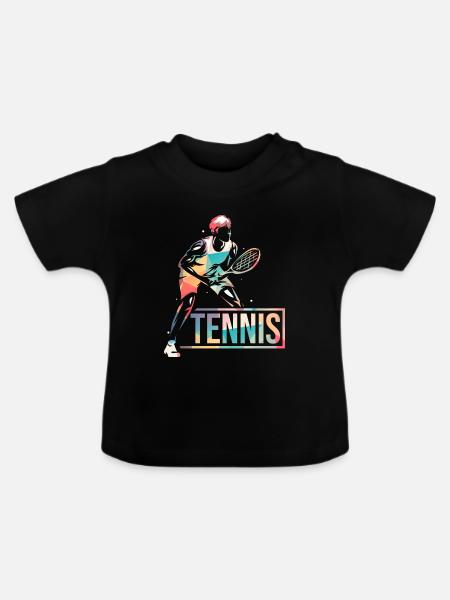 Flinker Tennisspieler Rasentennis - Baby Bio-T-Shirt mit Rundhals - Schwarz