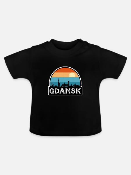 Danzig Polen Flagge Skyline Reisesouvenir - Baby Bio-T-Shirt mit Rundhals - Schwarz