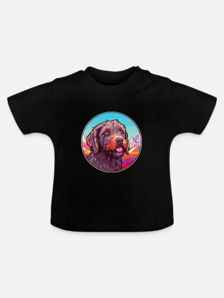 Drahthaarige zeigende Griffon-Hunderasse Karikatur Kawa - Baby Bio-T-Shirt mit Rundhals - Schwarz