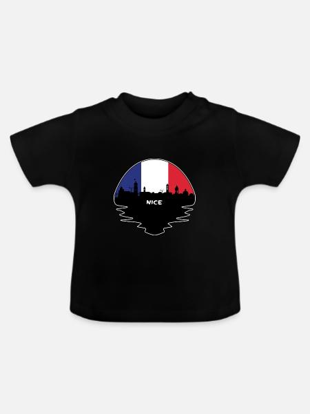 Schöne Frankreich-Flaggen-Skyline-Schattenbild-Reise - Baby Bio-T-Shirt mit Rundhals - Schwarz