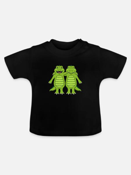 Krokodile - Baby Bio-T-Shirt mit Rundhals - Schwarz