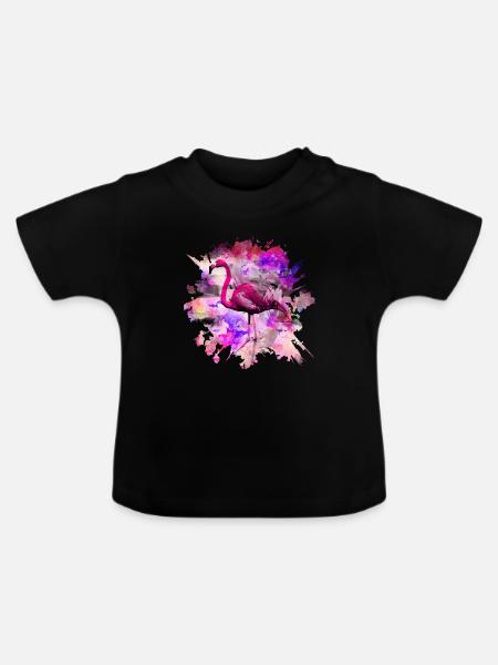 Flamingo - Baby Bio-T-Shirt mit Rundhals - Schwarz
