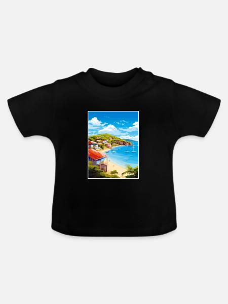 Antigua und Barbuda Karibik Reiseplakat - Baby Bio-T-Shirt mit Rundhals - Schwarz