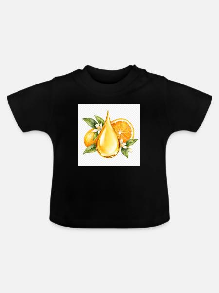 Zitrusöl - Baby Bio-T-Shirt mit Rundhals - Schwarz