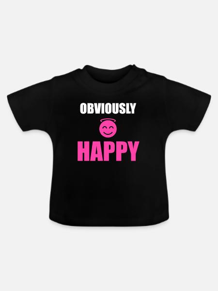 offensichtlich glücklich - Baby Bio-T-Shirt mit Rundhals - Schwarz