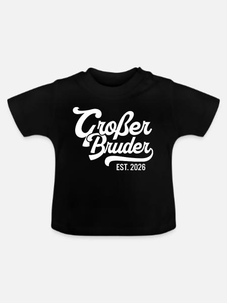 Großer Bruder EST 2026 Retro - Baby Bio-T-Shirt mit Rundhals - Schwarz