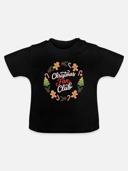 Weihnachts-Fanclub-Kranz - Baby Bio-T-Shirt mit Rundhals - Schwarz