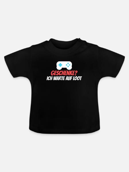 Geschenke? Ich warte auf Loot - Baby Bio-T-Shirt mit Rundhals - Schwarz