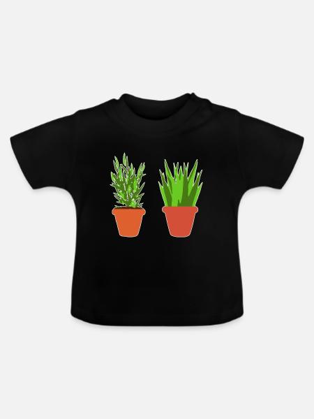 Topfpflanzen - Baby Bio-T-Shirt mit Rundhals - Schwarz