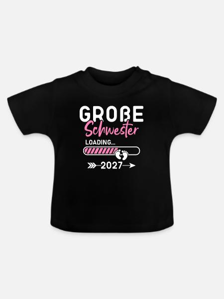 Große Schwester Loading 2027 - Baby Bio-T-Shirt mit Rundhals - Schwarz