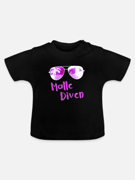 Malle Diven - Mädelsurlaub Mallorca - Baby Bio-T-Shirt mit Rundhals - Schwarz