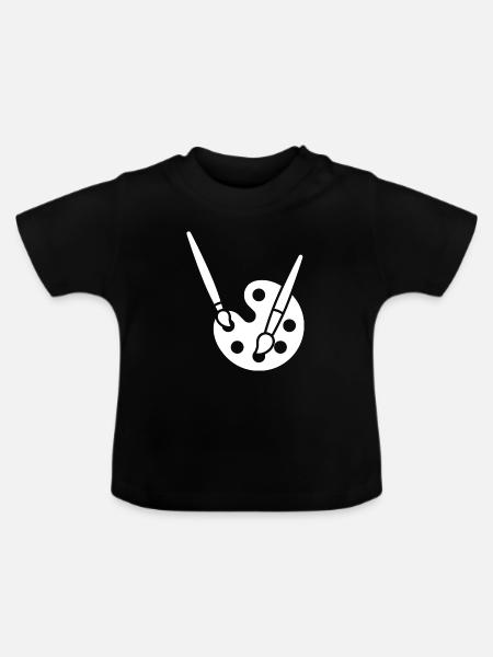 Malerei, Farbpalette, Pinsel, Kunst Symbol - Baby Bio-T-Shirt mit Rundhals - Schwarz