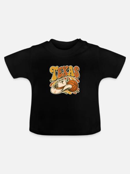 Texas Retro Hoop Cowboy - Baby Bio-T-Shirt mit Rundhals - Schwarz