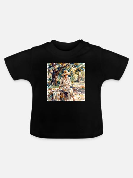 Sommerlicht in Aquarellkleid - Baby Bio-T-Shirt mit Rundhals - Schwarz
